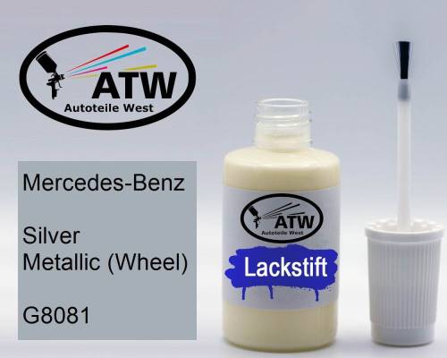 Mercedes-Benz, Silver Metallic (Wheel), G8081: 20ml Lackstift, von ATW Autoteile West.